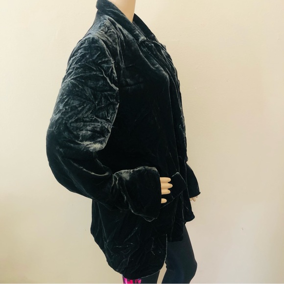 Anthropologie Velvet Blazer Jacket Size Large Slate Gray - Picture 2 of 9